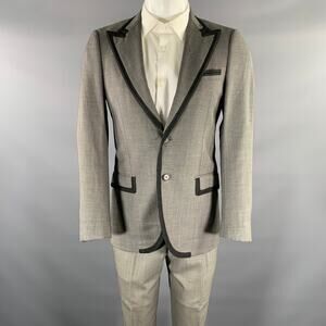 SIMON SPURR Chest Size 36 Grey Black Nailhead Wool Peak Lapel 32 33 Suit
